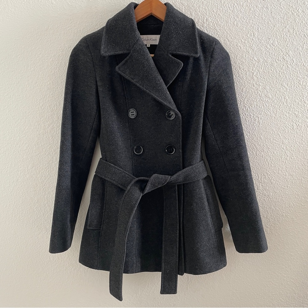 Calvin Klein Charcoal Double-Breasted Peacoat